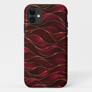 Elegant Burgundy Red Marble Waves with Gold Accent Case-Mate iPhone Case