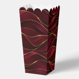 Elegant Burgundy Red Marble Waves with Gold Accent Favour Box