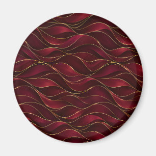 Elegant Burgundy Red Marble Waves with Gold Accent Magnet