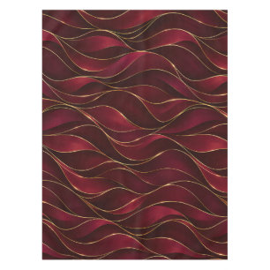 Elegant Burgundy Red Marble Waves with Gold Accent Tablecloth