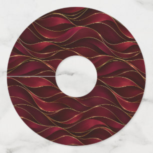 Elegant Burgundy Red Marble Waves with Gold Accent Wine Glass Tag