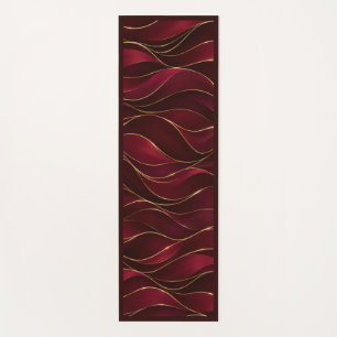 Elegant Burgundy Red Marble Waves with Gold Accent Yoga Mat