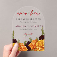 Elegant Burgundy Red  "MARIGOLD" Wedding Open Bar