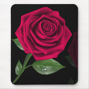Elegant Burgundy Red Rose Flower Mouse Pad