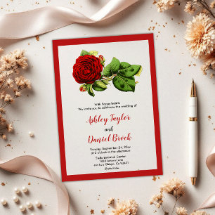 Elegant Burgundy Red Rose Romantic Floral Wedding Acrylic Invitations