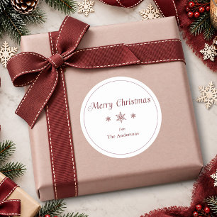Elegant Burgundy Red Snowflake Christmas Sticker