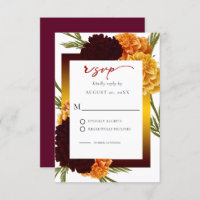 Elegant Burgundy Red Watercolor MARIGOLD Wedding