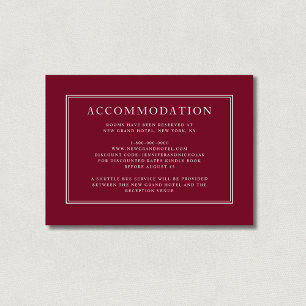 Elegant Burgundy Red Wedding Accommodation Enclosure Card