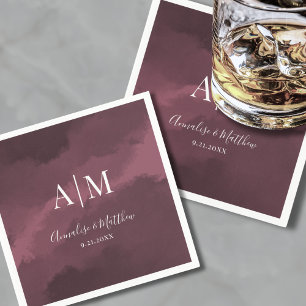 Elegant Burgundy Red Wedding Napkin
