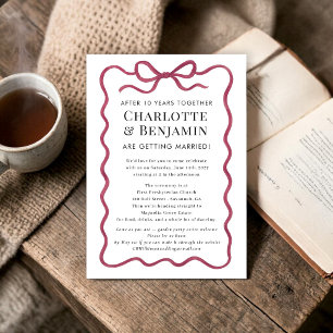 elegant Burgundy Ribbon Wedding website  Invitation