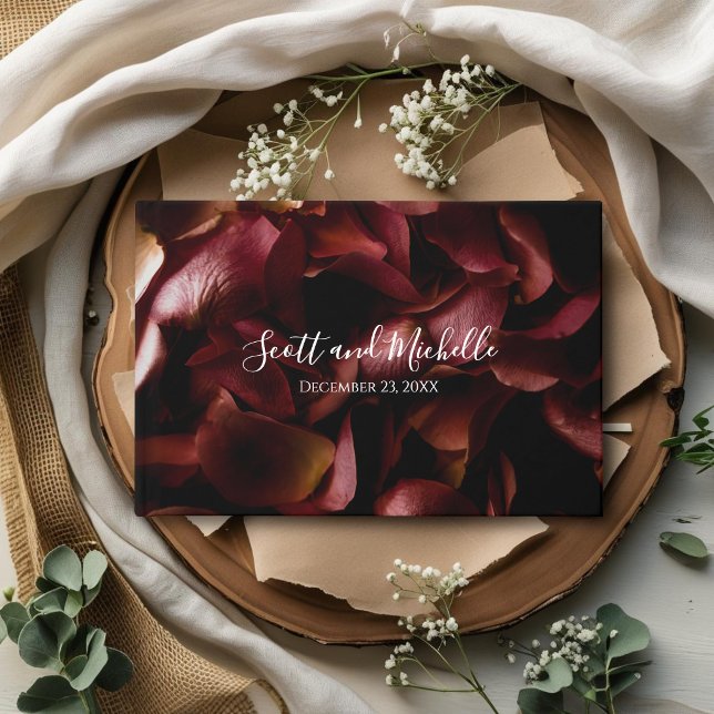 Elegant Burgundy Romantic Rose Guest Book (Creator Uploaded)