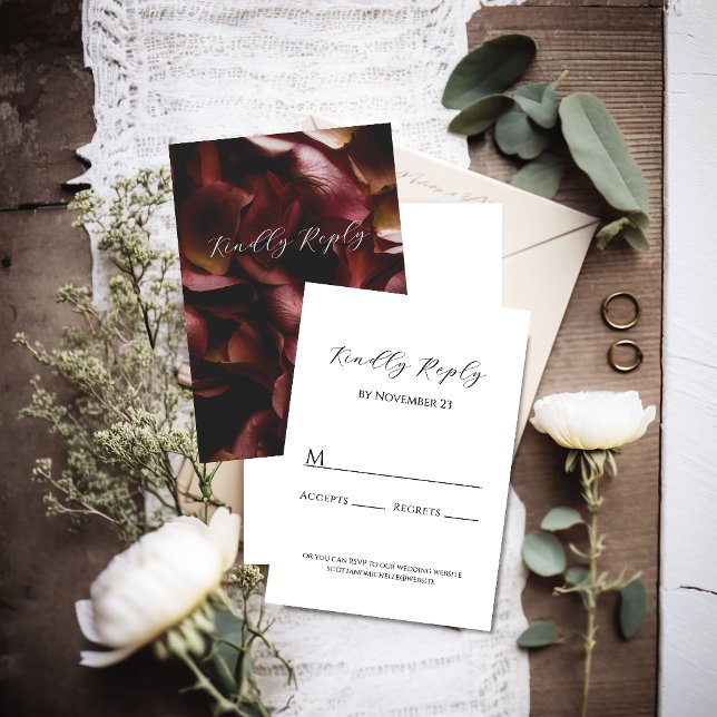Elegant Burgundy Romantic Rose Response Card (Creator Uploaded)