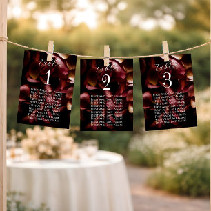 Elegant Burgundy Romantic Rose Seating Chart Card