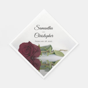 Elegant Burgundy Rose Diagonal Design Wedding Napkin