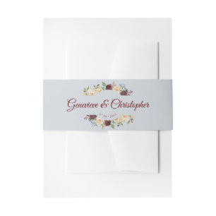 Elegant Burgundy Rose Floral Wedding Invitation Belly Band