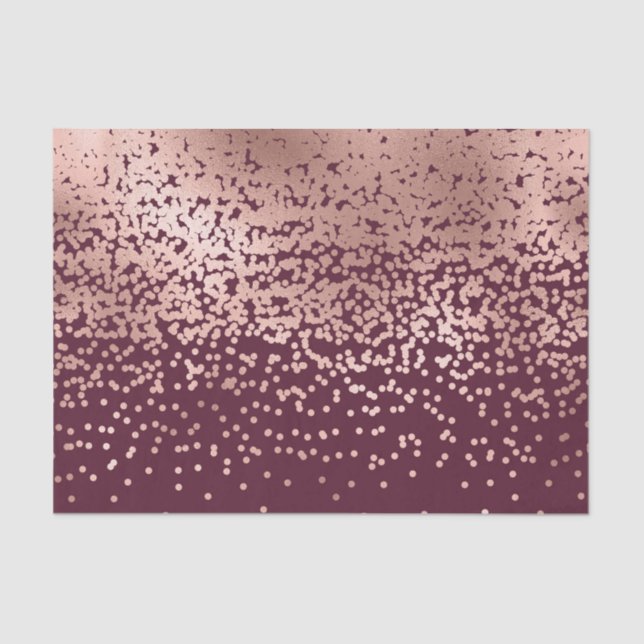 Elegant Burgundy Rose Gold Polka Dot Gradient Tissue Paper (Front)