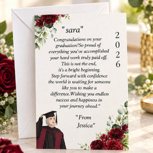 Elegant Burgundy Rose Graduation Congratulations C Invitation