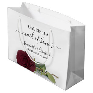 Elegant Burgundy Rose Posh Maid of Honour Wedding Large Gift Bag