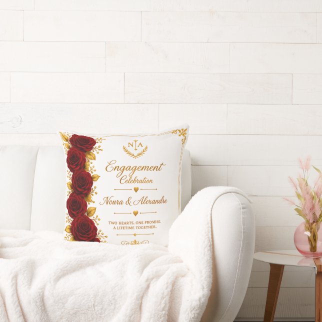 Elegant Burgundy Rose Throw Pillow (Couch)