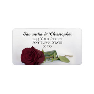 Elegant Burgundy Rose Wedding Address Label