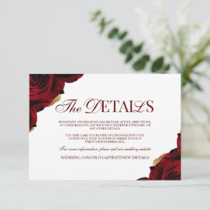 Elegant Burgundy Roses Floral Wedding  Enclosure Card