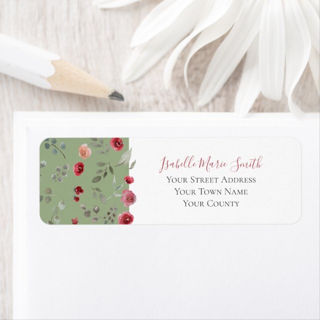 Elegant Burgundy Roses Sage Green Leaves Wedding   (Insitu)