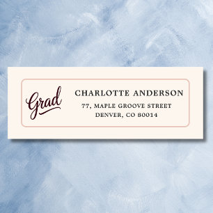 Elegant Burgundy Script Grad Return Label