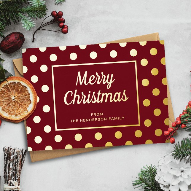 Elegant Burgundy Script Merry Christmas Gold (Elegant Burgundy Script Merry Christmas Gold Foil Holiday Card)