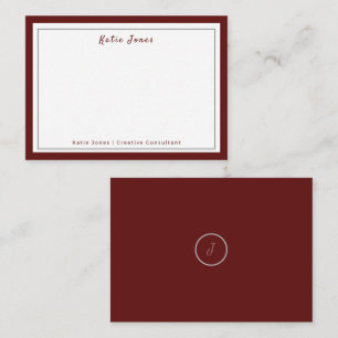 Elegant Burgundy Silver Signature Monogram Logo Card