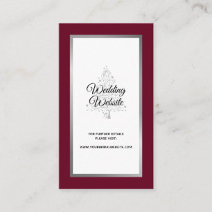 Elegant Burgundy Silver Winter Wedding Website Enclosure Card