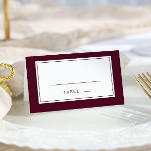 Elegant Burgundy Simple Minimal Border Wedding Place Card