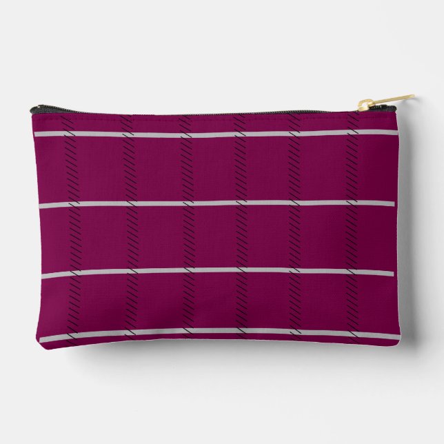 Elegant  Burgundy Spark With Silver Strikes  Accessory Pouch (Back)