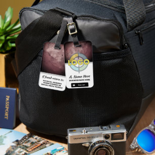 Elegant Burgundy Stone Modern Branding Custom Logo Luggage Tag