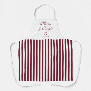 Elegant Burgundy Stripes Personalised Christmas Apron