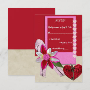 Elegant Burgundy Stylish Romantic Modern Wedding RSVP Card