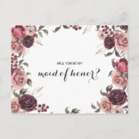 Elegant Burgundy Summer Floral Maid of Honour