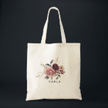 Elegant Burgundy Summer Floral Tote Bag<br><div class="desc">This elegant burgundy summer floral tote bag is the perfect wedding gift to present your bridesmaids with for a modern wedding. The design features beautiful burgundy blush bordeaux hand-drawn roses,  neatly arranged into attractive frames and bouquets.</div>