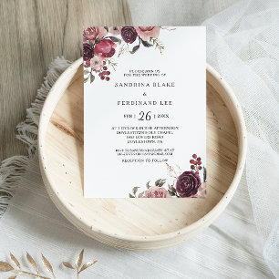 Elegant Burgundy Summer Floral Wedding Invitation