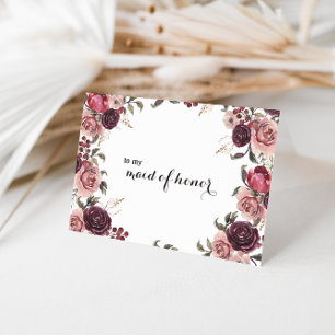 Elegant Burgundy Summer Maid of Honour Thank You