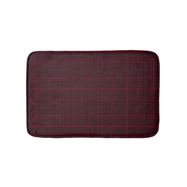 Elegant Burgundy Tartan Bath Mat (Front)