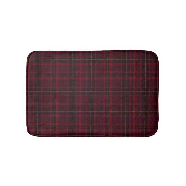 Elegant Burgundy Tartan Bath Mat (Front)