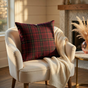 Elegant Burgundy Tartan Cushion