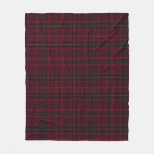 Elegant Burgundy Tartan Fleece Blanket