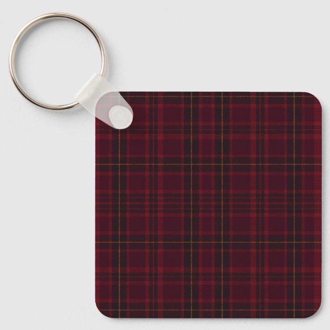 Elegant Burgundy Tartan Key Ring (Front)