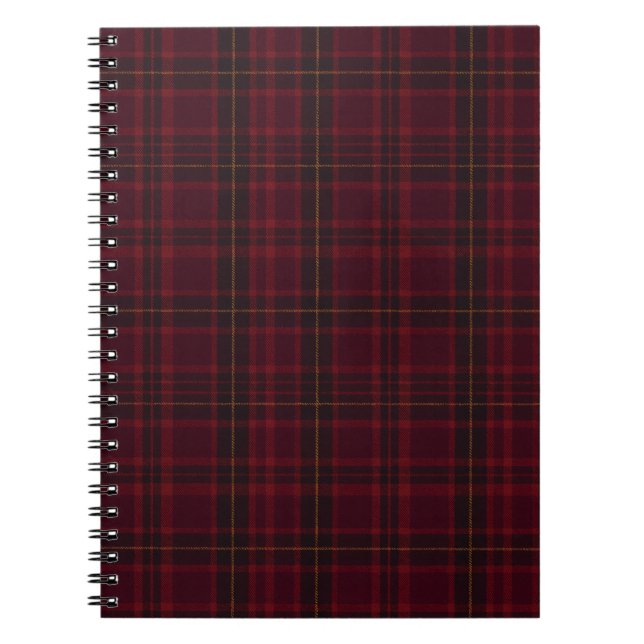 Elegant Burgundy Tartan Notebook (Front)