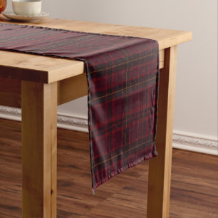 Elegant Burgundy Tartan Short Table Runner