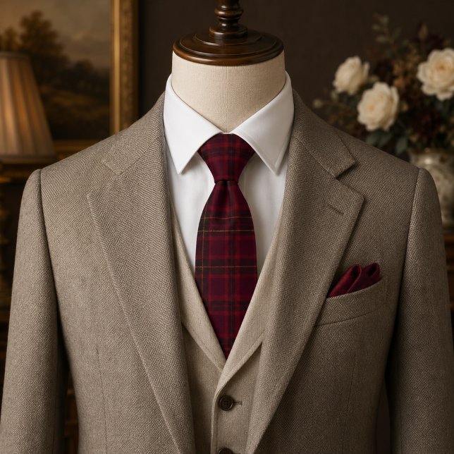 Elegant Burgundy Tartan Tie (Creator Uploaded)
