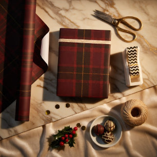 Elegant Burgundy Tartan Wrapping Paper