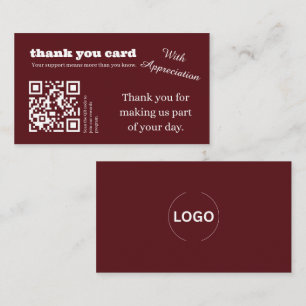 Elegant Burgundy Thank You Card QR Code