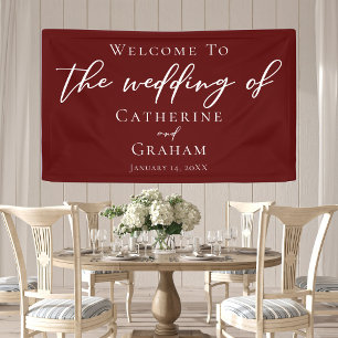 Elegant Burgundy Typography Evening Wedding Banner